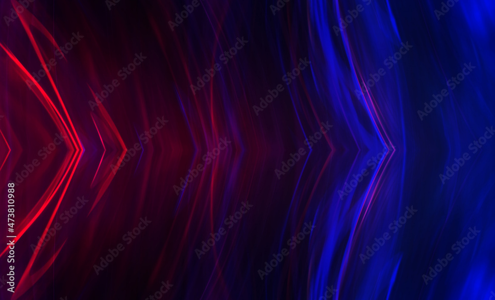 Fototapeta premium Dark abstract futuristic background with ultraviolet neon glow. Laser neon lines, waves.