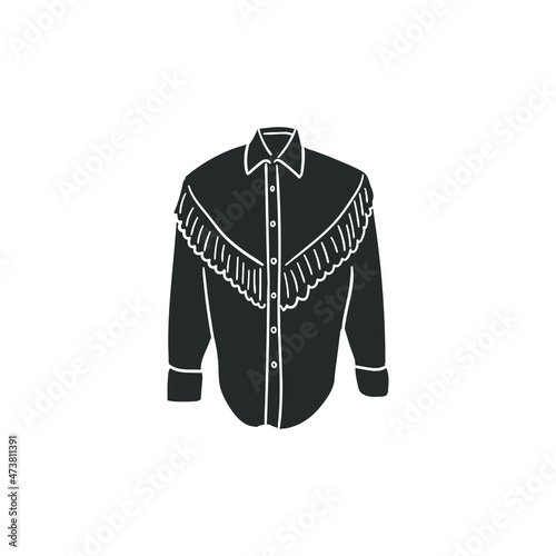 Cowboy Shirt Icon Silhouette Illustration. Sheriff Vector Graphic Pictogram Symbol Clip Art. Doodle Sketch Black Sign.
