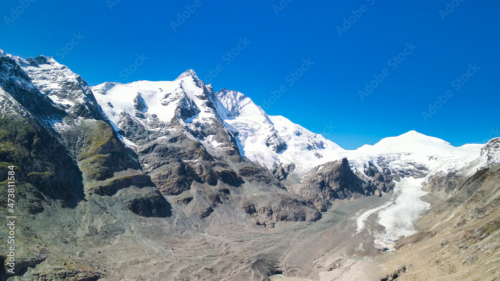 Grossglockner alpin mountain peaks from drone Grossglockner alpin mountain peaks from drone