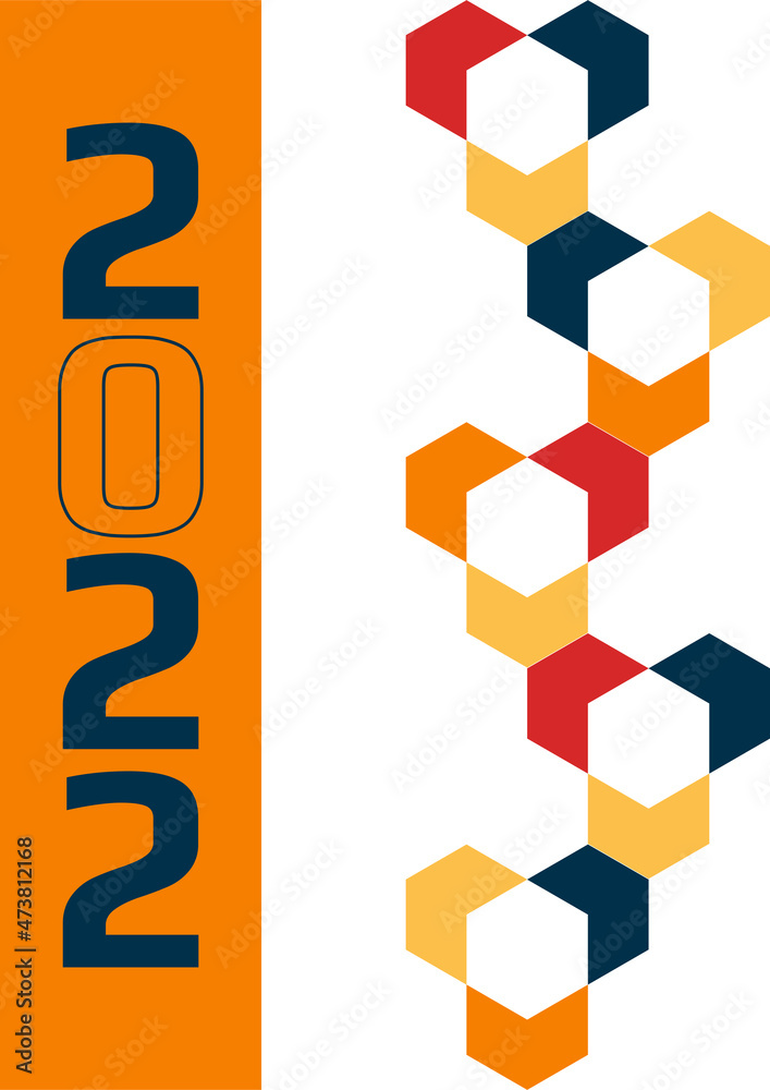 Obraz premium Happy New Year 2022. Vector illustration for greeting card, party invitation card, website banner, social media banner, background, cover design template, marketing material.