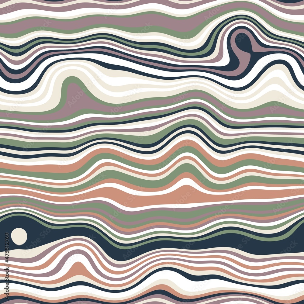 Seamless wavy stripe trendy surface pattern design for print. High quality illustration. Curved striped simple abstract digitally rendered repeat tile for fashion, fabric, textile, interior, or decor.