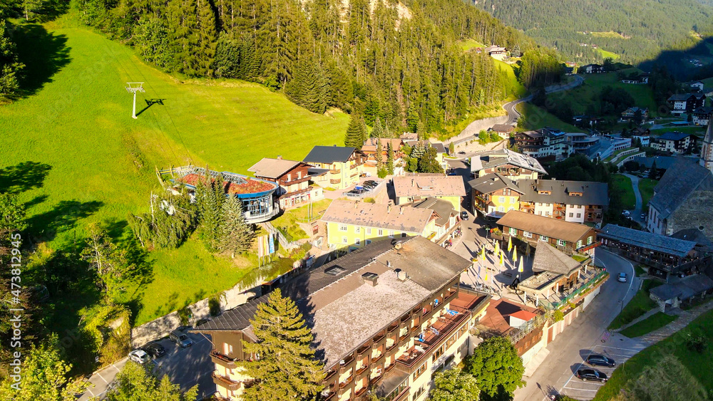 Aerial view of Heiligenblut, small alpin town in Austria.