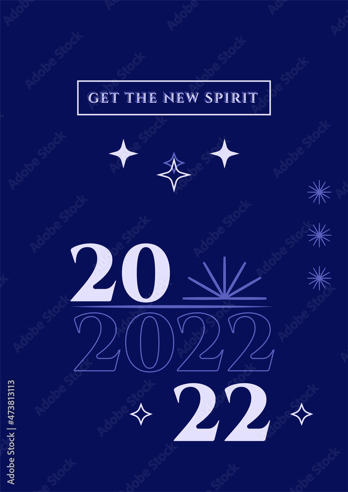 Stylish happy new 2022 year template. Vector illustration for greeting card, party invitation card, website banner, social media banner, background, cover design template, marketing material.