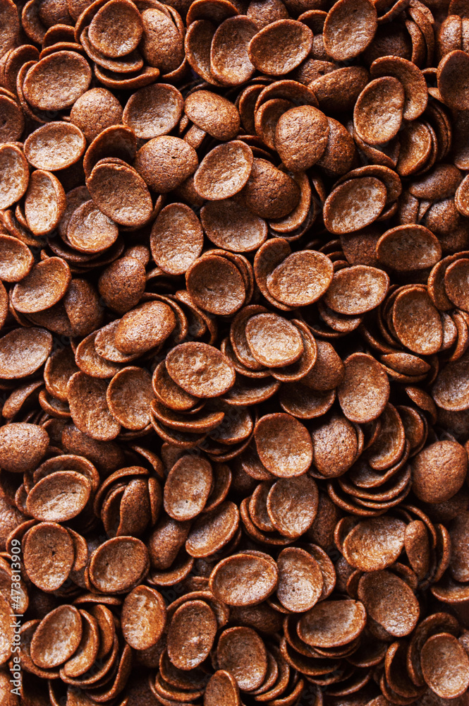 Chocolate dry breakfast, vertical background Chocolate dry breakfast, vertical background