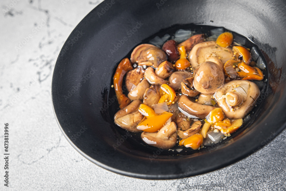 mushroom salad vegetable meal mushrooms snack on the table copy space food background rustic veggie vegan or vegetarian food mushroom salad vegetable meal mushrooms snack on the table copy space food background rustic veggie vegan or vegetarian food