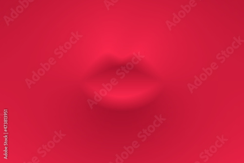 Abstract background with lips. Red. Vector illustration. 3D realistic