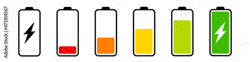 Battery charge level icon set