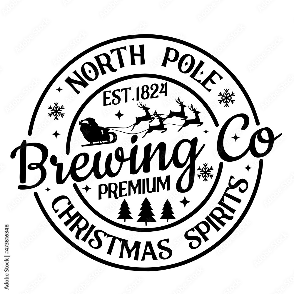 north pole brewing christmas spirits logo inspirational quotes typography lettering design