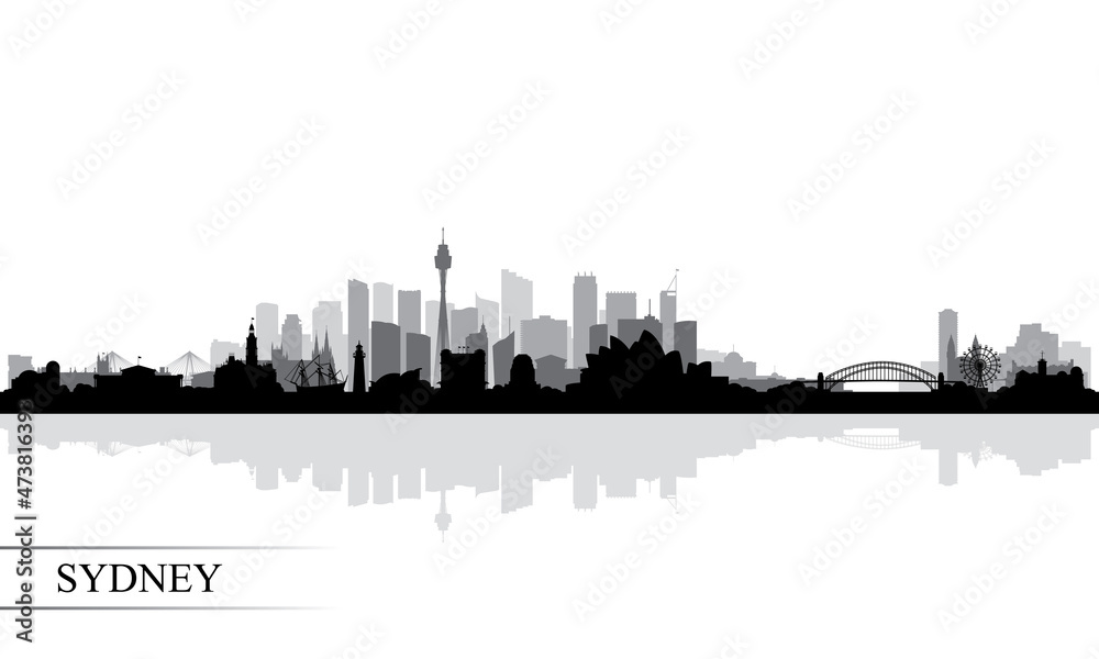 Sydney city skyline silhouette background
