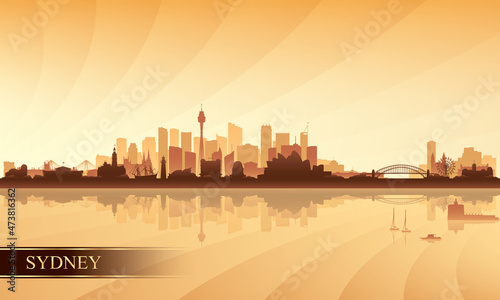 Sydney city skyline silhouette background