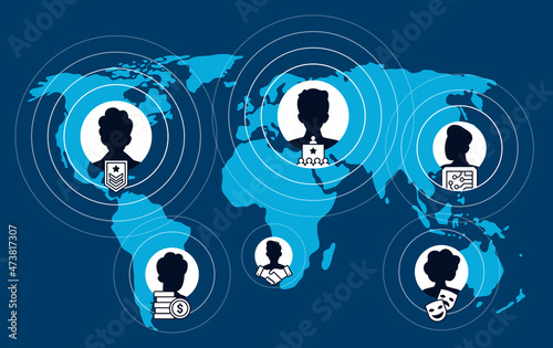 Sphere of influence SOI flat vector illustration