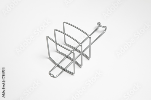 Metal hanger for clothes isolated on white background.High resolution photo.Top view. Mock-up.