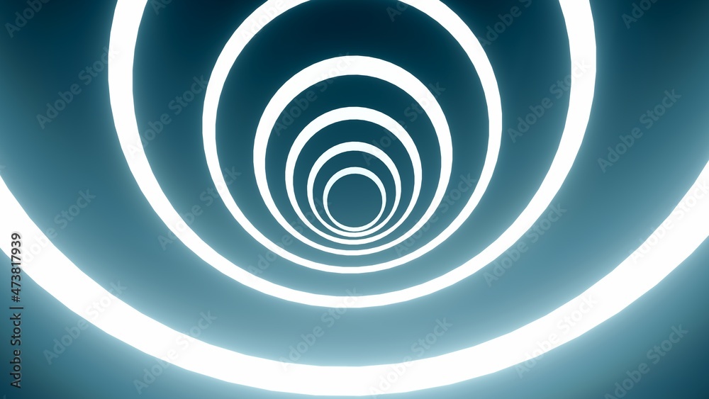 Naklejka premium Abstract background glowing circles in dark 3d rendering