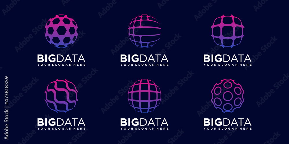 set of abstract world digital Logo Design vector Template. set of abstract world digital Logo Design vector Template.