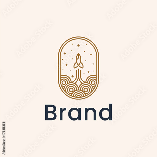 rocket line logo design template.