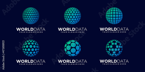 set of abstract planet data Logo Design vector Template.