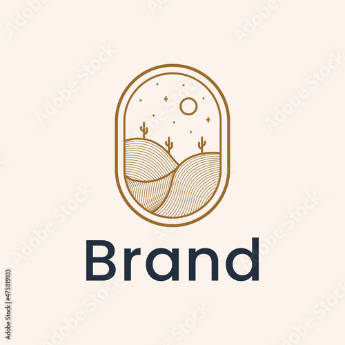 desert line art outline logo vector