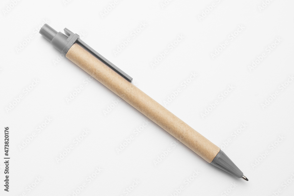 Eco pen made of paper isolated on white