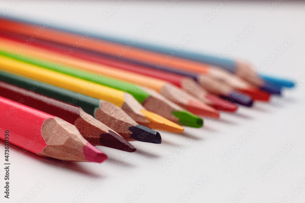 Spectrum of color pencils with white copyspace
