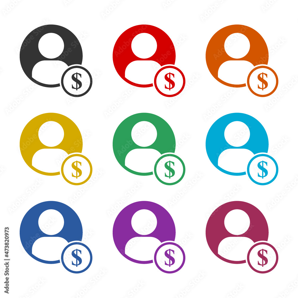 Money people icon isolated on white background, color set Money people icon isolated on white background, color set