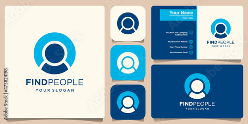 human with circle isolated . center Find people, human research. Vector illustration.