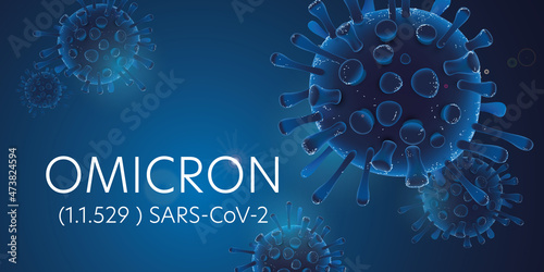 Omicron variant Covid 19 banner - coronavirus sars cov 2 - blue design photo
