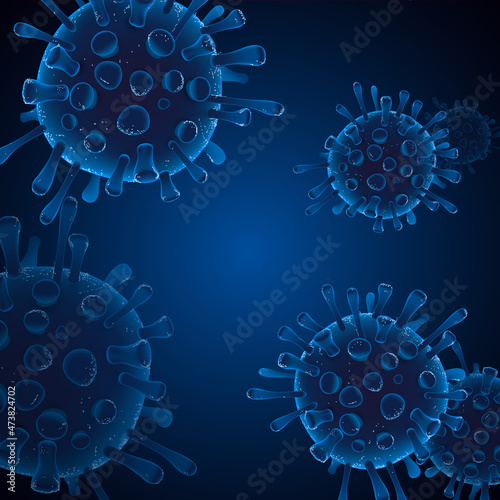 Covid 19 science illustration - coronavirus sars cov 2 - blue design