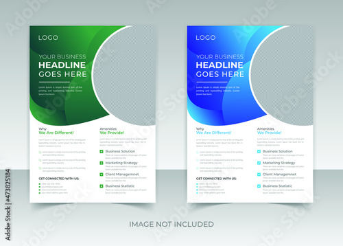 Corporate business flyer template with blue geometric shapes Illustrator Template Corporate business cover and back page a4 flyer design template for print