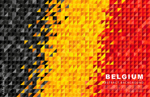 Belgium flag. Abstract background of small triangles in the form of colorful black, yellow and red stripes of the Belgian flag.