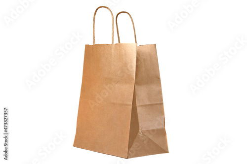 Brown paper bag, environmental on a white background