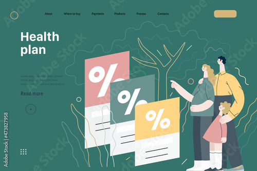Health plans - medical insurance web template. Modern flat vector