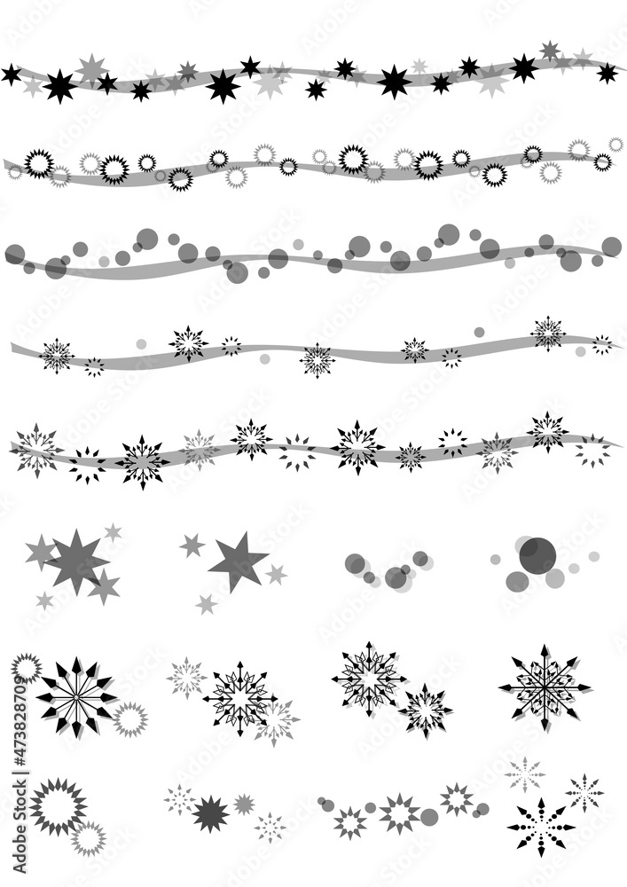 Obraz premium イラスト素材：光や水滴、結晶など幾何学模様のアイコン・ラインセット
