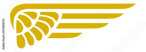 Eagle wing emblem. Golden logo. Falcon feathers emblem