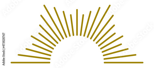 Rising sun. Golden vintage emblem. Sunburst icon