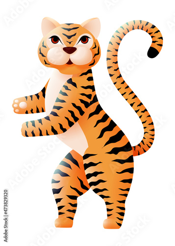 Fototapeta Naklejka Na Ścianę i Meble -  Cartoon tiger character. Asian symbol. Chinese 2022 year mascot