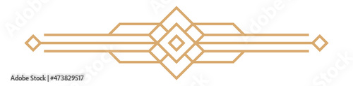 Elegant geometric divider. Vintage golden border in art deco style