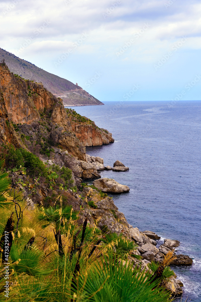 Fototapeta premium coastal panorama in the zingaro reserve sicily italy