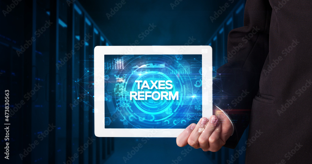 Person holding tablet, business concept Person holding tablet, business concept