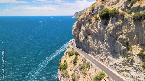 Amazing aerial view of beautiful Amalfi Coast in summer season, Italy. Drone viewpoint photo