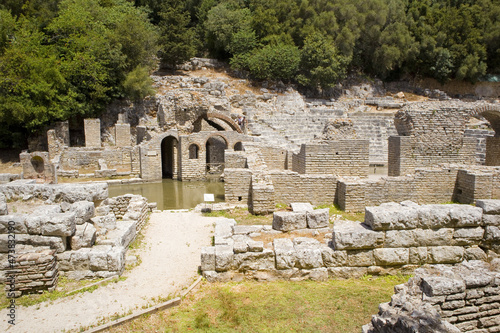 Ruins of the Amphitheater in Butrint National Park, Buthrotum, Albania photo