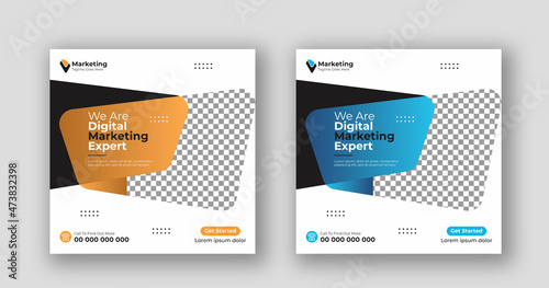 Business social media post square flyer Digital marketing banner template