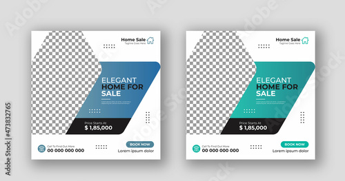 Business real estate social media post square flyer banner template