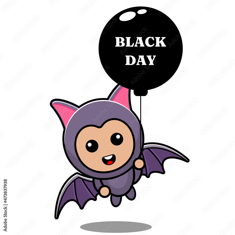 vector cartoon character cute bat animal mascot costume black day balloon vector cartoon character cute bat animal mascot costume black day balloon