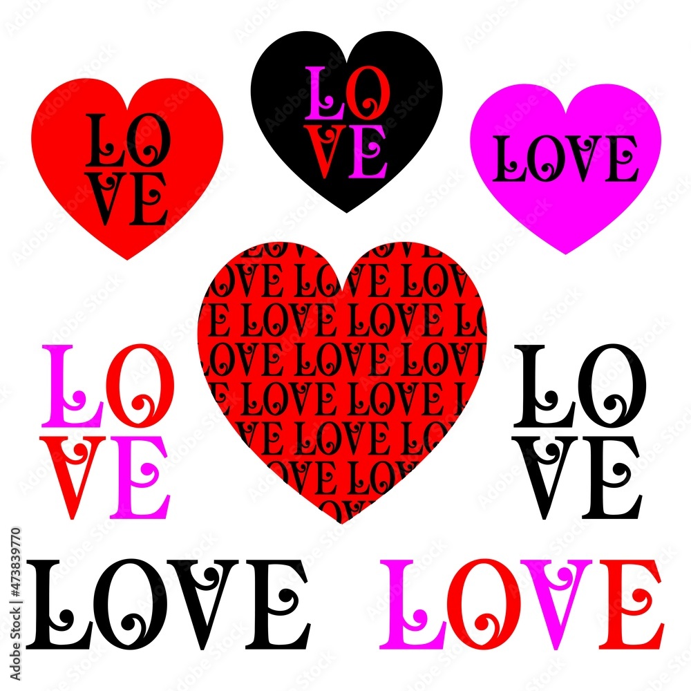 Valentines Day love hearts mod vector graphics