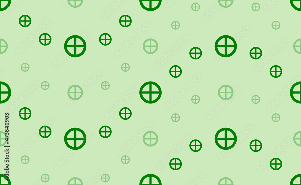 Seamless pattern of large and small green astrological earth symbols. The elements are arranged in a wavy. Vector illustration on light green background Seamless pattern of large and small green astrological earth symbols. The elements are arranged in a wavy. Vector illustration on light green background