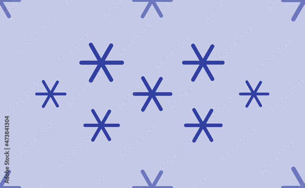 Seamless pattern of large isolated blue astrological sextile symbols. The pattern is divided by a line of elements of lighter tones. Vector illustration on light blue background