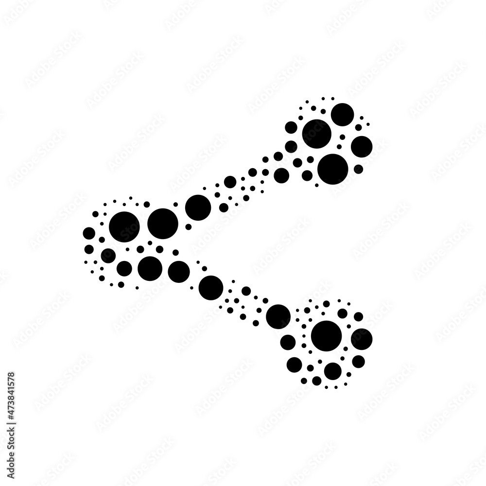 A large share symbol in the center made in pointillism style. The center symbol is filled with black circles of various sizes. Vector illustration on white background A large share symbol in the center made in pointillism style. The center symbol is filled with black circles of various sizes. Vector illustration on white background