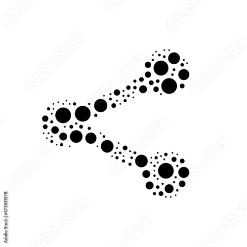 Fototapeta Naklejka Na Ścianę i Meble -  A large share symbol in the center made in pointillism style. The center symbol is filled with black circles of various sizes. Vector illustration on white background