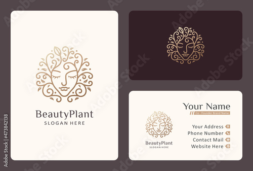 beauty woman branch logo design for natural skin care.
