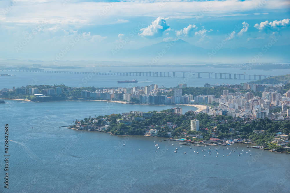 View of Niteroi and Rio-Niteroi Bridge from a belvedere at Parque da Cidade - Niteroi, Rio de Janeiro